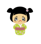 かわいいコケシ人形ミドリ（個別スタンプ：34）