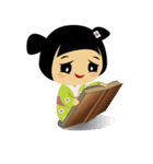 かわいいコケシ人形ミドリ（個別スタンプ：35）