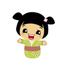 かわいいコケシ人形ミドリ（個別スタンプ：36）