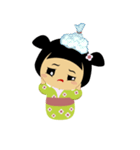 かわいいコケシ人形ミドリ（個別スタンプ：38）