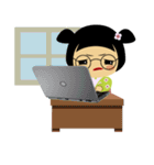 かわいいコケシ人形ミドリ（個別スタンプ：39）