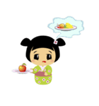 かわいいコケシ人形ミドリ（個別スタンプ：40）