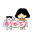 ハチワレ模様の猫と女の子（個別スタンプ：30）