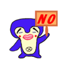 下がり眉毛でたらこ唇なペンギンとたぬき（個別スタンプ：12）