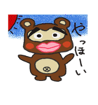 下がり眉毛でたらこ唇なペンギンとたぬき（個別スタンプ：21）