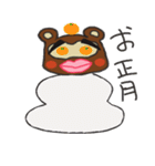 下がり眉毛でたらこ唇なペンギンとたぬき（個別スタンプ：36）