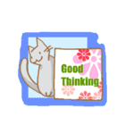 猫付きメッセージボード（英文ご挨拶）（個別スタンプ：1）