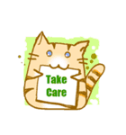 猫付きメッセージボード（英文ご挨拶）（個別スタンプ：3）