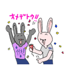 ピンクとグレーのうさぎたち（個別スタンプ：7）