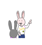 ピンクとグレーのうさぎたち（個別スタンプ：10）