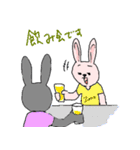 ピンクとグレーのうさぎたち（個別スタンプ：22）