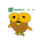 丸顔くん フクロウ 手描きバージョン（個別スタンプ：4）