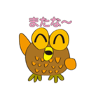 丸顔くん フクロウ 手描きバージョン（個別スタンプ：40）