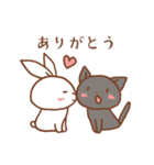 白うさちゃんと黒ねこくん（個別スタンプ：3）