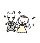 ねこときどききつね 結婚式（個別スタンプ：1）