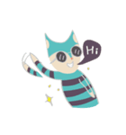 blue cat in striped shirt（個別スタンプ：1）