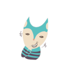 blue cat in striped shirt（個別スタンプ：3）