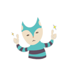 blue cat in striped shirt（個別スタンプ：6）