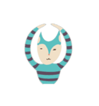 blue cat in striped shirt（個別スタンプ：7）