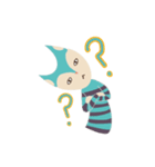 blue cat in striped shirt（個別スタンプ：8）