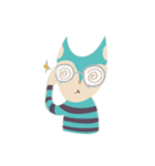 blue cat in striped shirt（個別スタンプ：10）