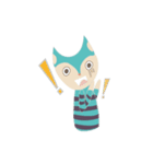 blue cat in striped shirt（個別スタンプ：12）