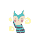 blue cat in striped shirt（個別スタンプ：14）