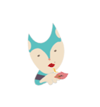 blue cat in striped shirt（個別スタンプ：17）