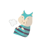 blue cat in striped shirt（個別スタンプ：21）