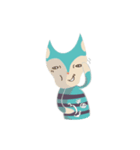 blue cat in striped shirt（個別スタンプ：22）