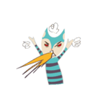 blue cat in striped shirt（個別スタンプ：23）