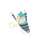 blue cat in striped shirt（個別スタンプ：40）