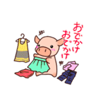 ミニブタな日常（おでかけ編）（個別スタンプ：16）