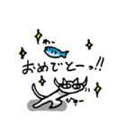 しろいネコと青魚（個別スタンプ：5）