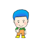 Blue Hair Boy-Purple Hair Girl (English)（個別スタンプ：21）