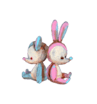 pink bunny＆blue bear（個別スタンプ：40）