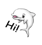 マツゲの白イルカ（個別スタンプ：1）