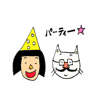 おかっぱちゃんと猫くん（個別スタンプ：3）