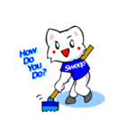 変なTシャツの白猫（冬のスポーツ編）（個別スタンプ：14）