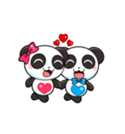 キュートなパンダのバレンタインカップル（個別スタンプ：1）