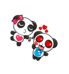 キュートなパンダのバレンタインカップル（個別スタンプ：5）