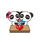 キュートなパンダのバレンタインカップル（個別スタンプ：9）