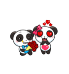 キュートなパンダのバレンタインカップル（個別スタンプ：10）
