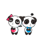 キュートなパンダのバレンタインカップル（個別スタンプ：14）
