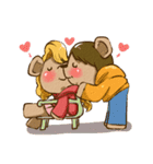 クマのカップルのキス、愛（個別スタンプ：21）
