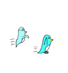 幸せの青いペンギンスタンプ(手描き)（個別スタンプ：36）