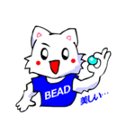 変なTシャツの白猫8（沖縄で挨拶編）（個別スタンプ：12）