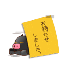 短足黒ブタ 敬語 付箋 吹き出しスタイル（個別スタンプ：23）