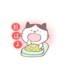 ハチワレねこ・ぱっつん前髪・個性眉毛猫（個別スタンプ：1）