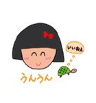 リボン少女とおカメちゃん（個別スタンプ：3）